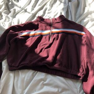 Wild Fable Burgundy Striped Crop Top